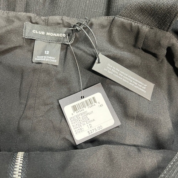 Club Monaco Welsea Jumpsuit Overalls Black Cropped Wide Leg Ribbed Zipper 12 - Picture 8 of 8